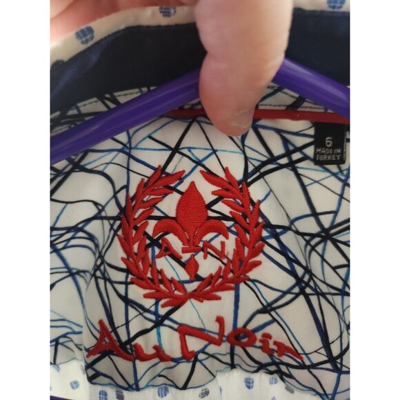 Au Noir White Long Sleeves Men Shirt Size 6 Pre-Owned - Picture 2 of 8